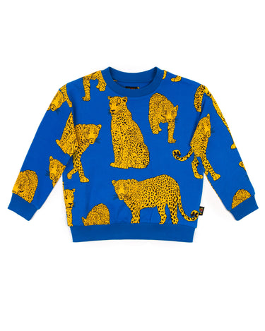 Kids' Blue Leopard Print Organic Cotton Sweatshirt